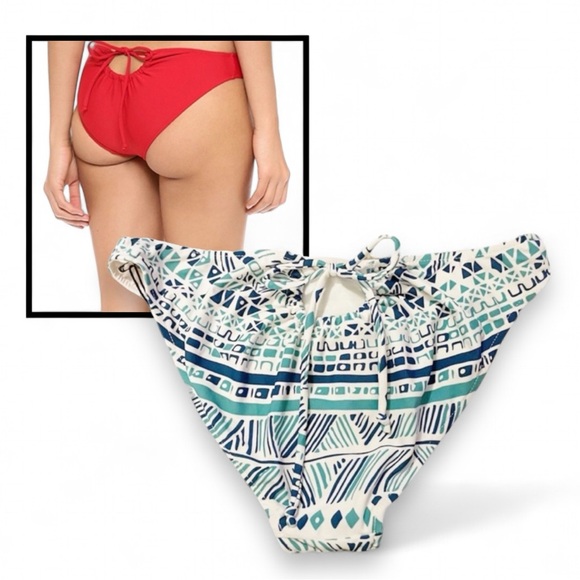 Rachel Pally Blue Aloha Hawaii Back Tie Bikini Bottoms with Cutout - Picture 1 of 8